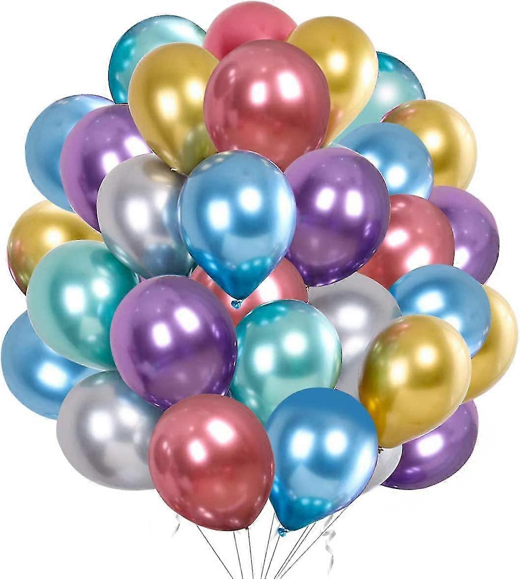 50pcs Colorful Metallic Party Balloonsmulticolor12 In