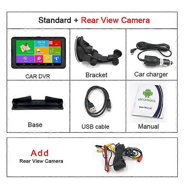 7 Inch Car GPS Navigation Android 16GB RAM768MB DVR FM WiFi truck Bluetooth Sat Nav RearView Camera Americas Europe Map Sunshade
