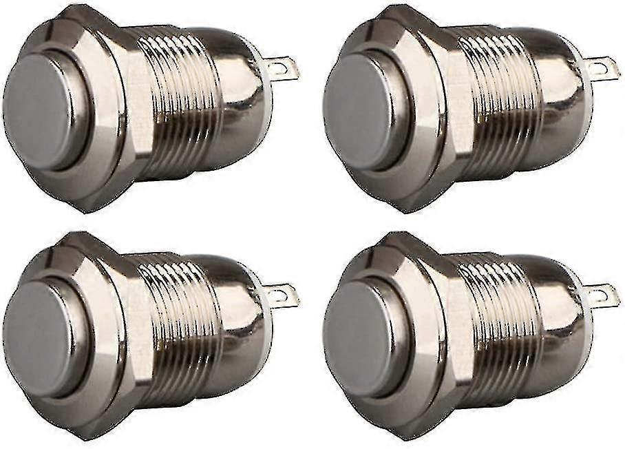 4pcs Momentary Push Button Waterproof Stainless Steel Push Button On Off 12mm 2a 12v / 24v / 125v / 250v (head Up)