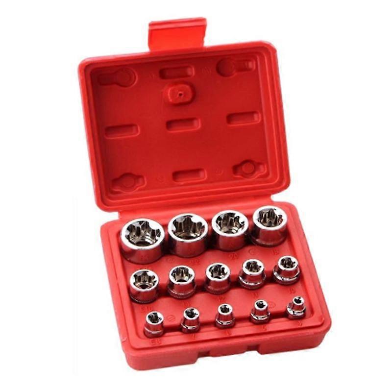 Set di bussole E-TORX da 14 pezzi Set di bussole Torx femmina premium, set di bussole a stella, set di bussole dinamometriche, set di bussole Torx esterne
