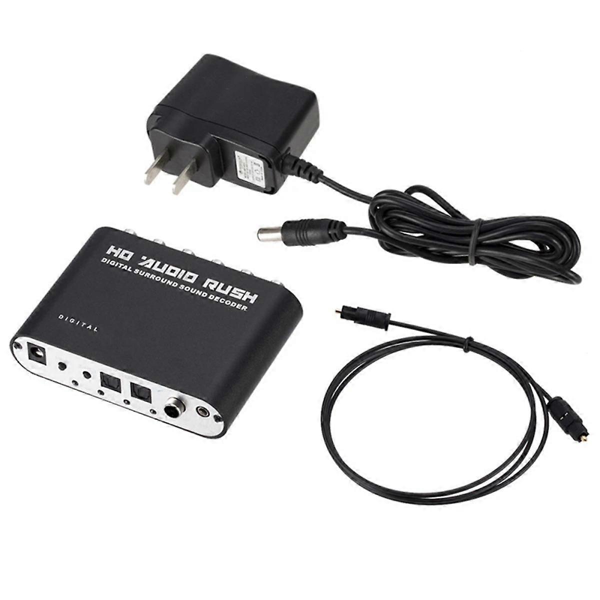 Digital to Analog 5.1 Channel Stereo AC3 Audio DAC Converter Optical SPDIF Coaxial AUX 3.5Mm to 6RCA Decoder US Plug