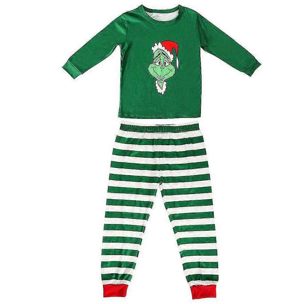 Jul Grinch Familj Matchande Pyjamas Pyjamas Set Topp Randig Byxor Outfit Kostym Nattkläder Xmas Nattkläder För Män Kvinnor Barn Barn Baby V