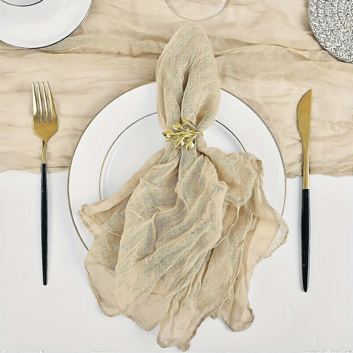 30pcs, Polyester Napkin, Gauze Cheesecloth Napkins, Solid Color Napkin Cloth, Rustic Boho Table Napkins Decorative Cloth, For Western Restaurant And H