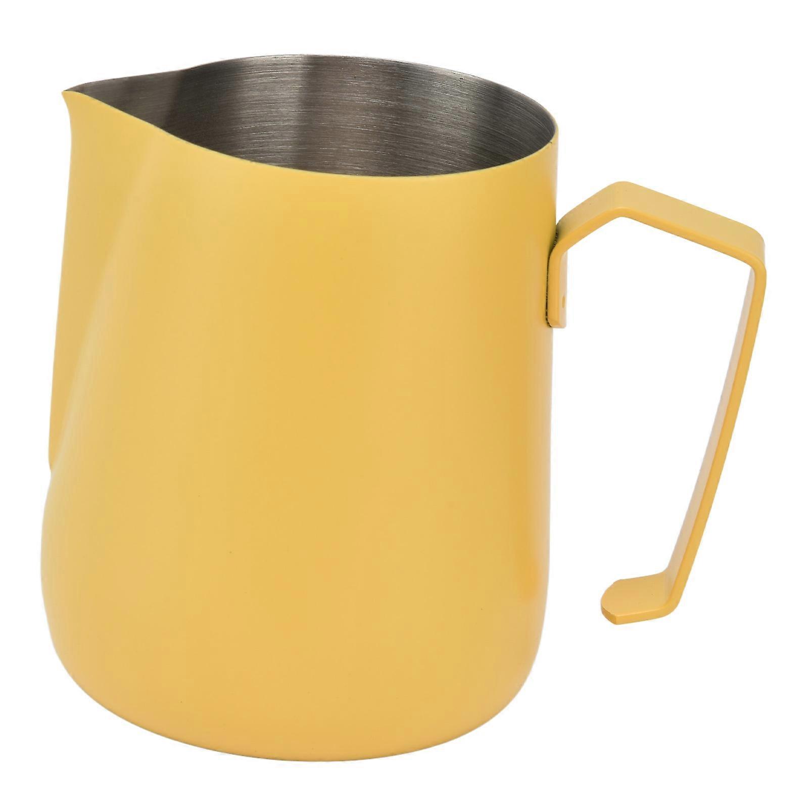 450ml Milk Frothing Pitcher with Pointed Spout Thickened Frother Cup for Coffee Machine - Cafe Yellow