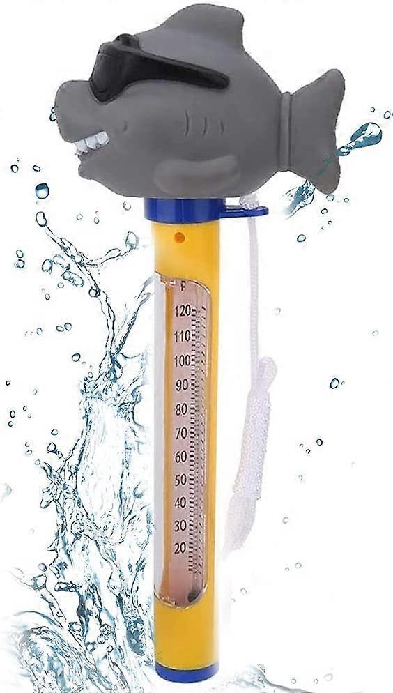 Home Holic 1 Pcs Pool Thermometer Floating Temperature Display Cartoon Shark Shape with String Baby Pool Cartoon Water Thermometer for Swimming Pools