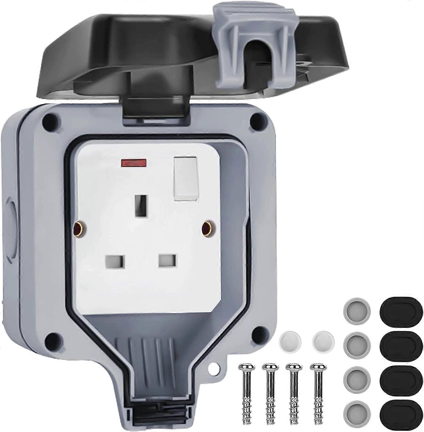 Double Waterproof Switched Power Socket,Wall Electrical Outlets with Cover