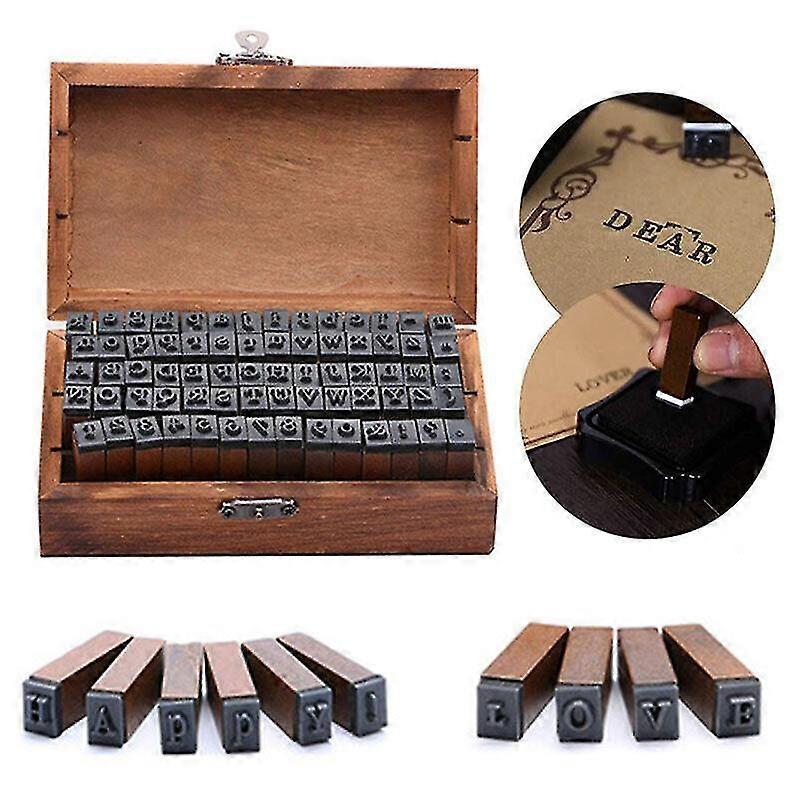 70pcs Alphabet Stamps Vintage Wooden Rubber Letter Number And Symbol Stamp Set