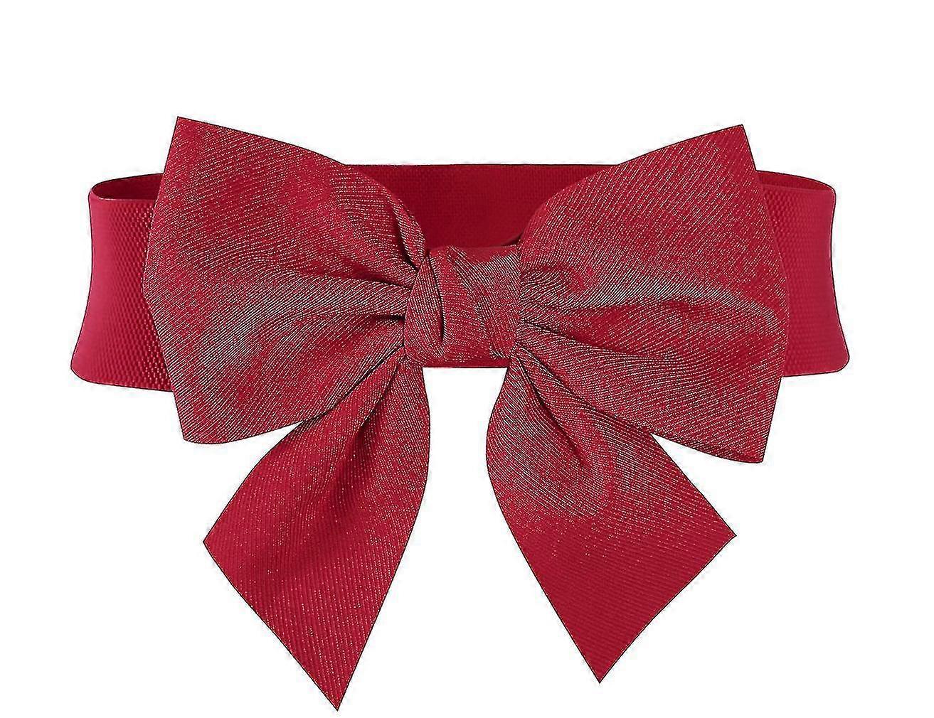Women's Vintage Bowknot Wide Elastic Stretchy Cinch Belt-red