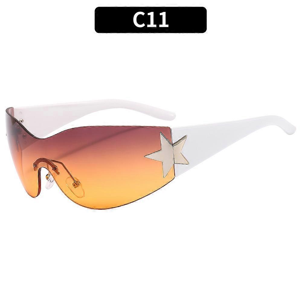 Rimless Sunglasses Women Men Trendy Motorcycle Sunglasses Punk One Piece Goggles Oversized Sports Sun Glass Shades Eyewear