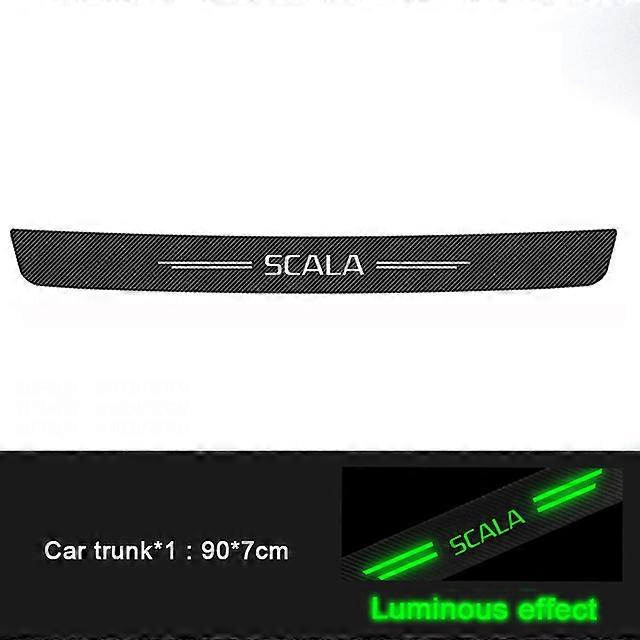 Motor Vehicle Parts Luminous Carbon Fiber Car Trunk Door Sill Threshold Stickers Decals for Skoda Scala Logo Yeti Rapid Vision Roomster Accessories