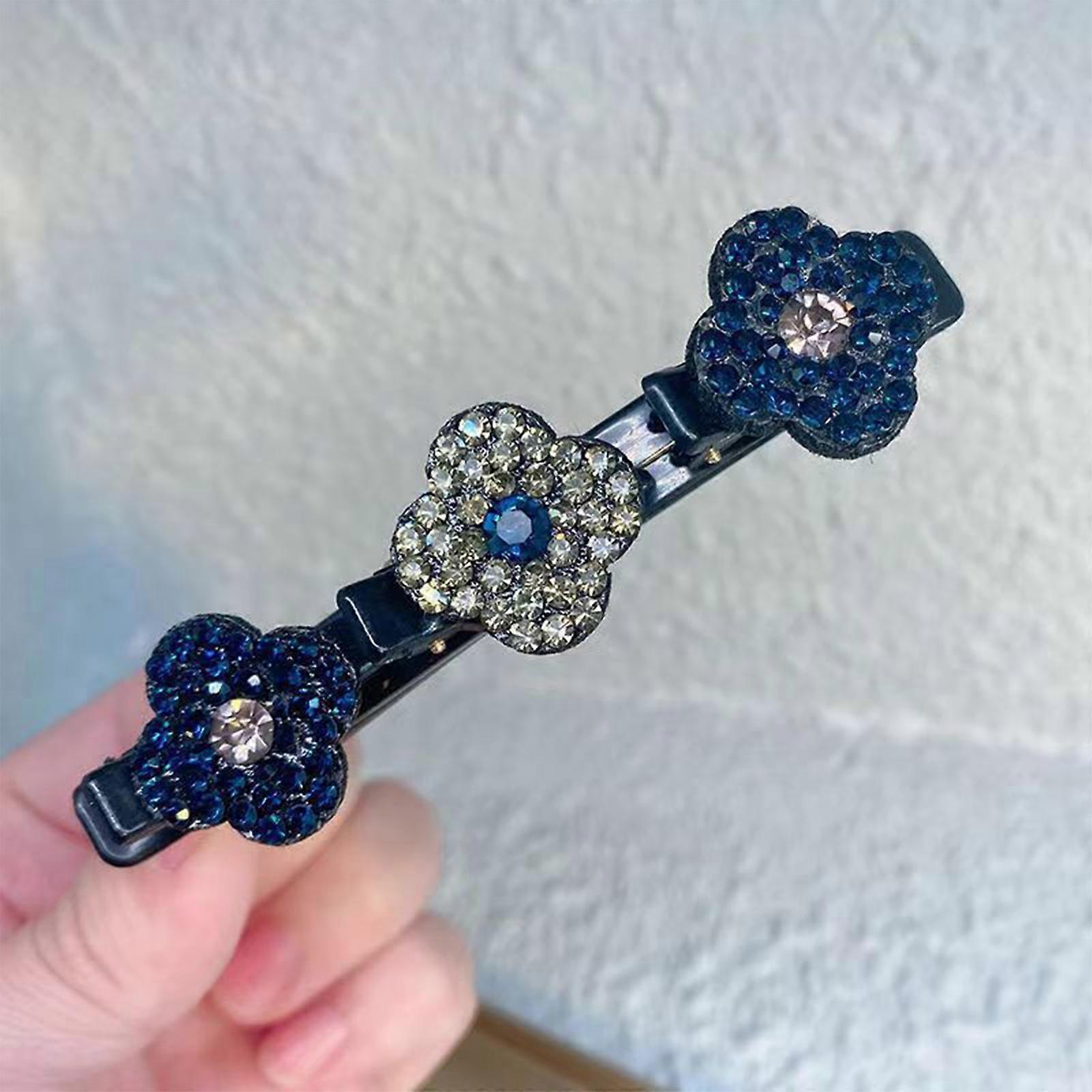 Sparkling Crystal Stone Πλεγμένα κλιπ μαλλιών, σατέν στρας ύφασμα ζώνες μαλλιών