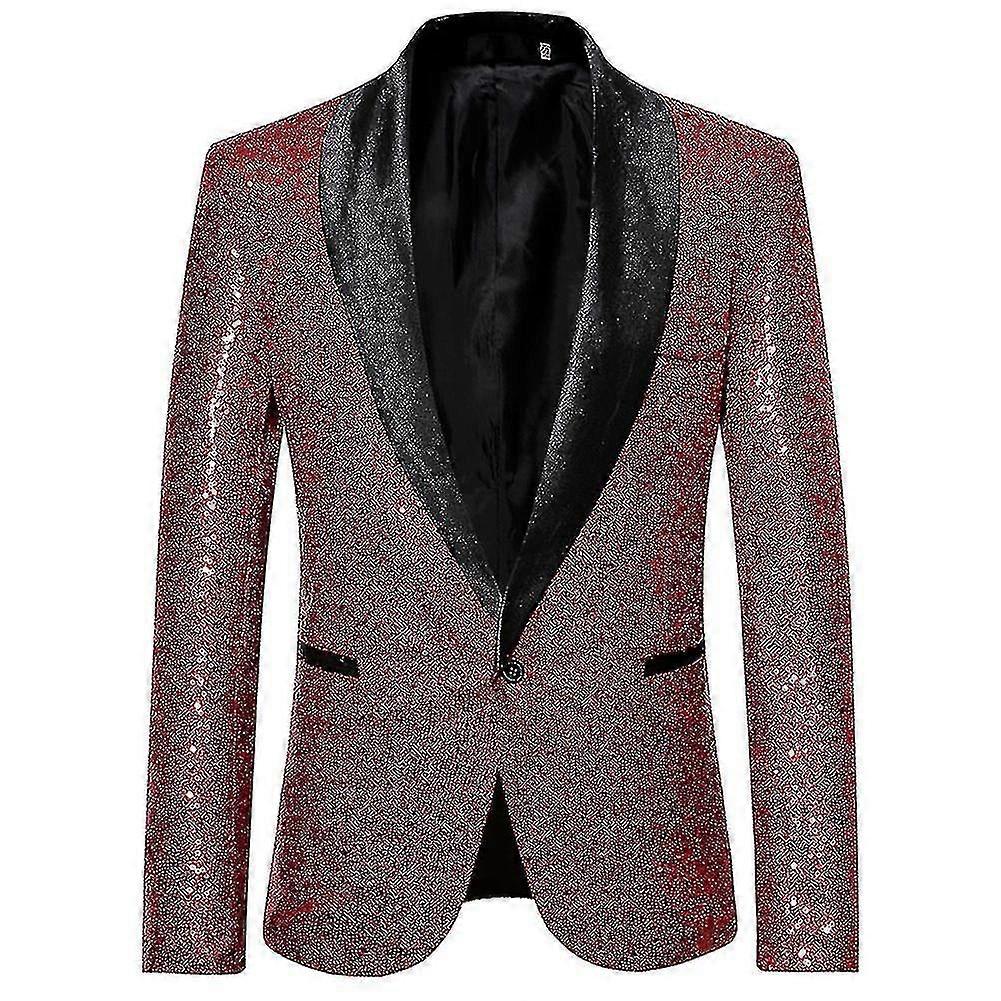 Men's Fash Sequin Casual Blazer Wediing Celebrat Suit Et
