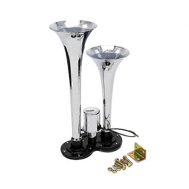 150dB 12V/24V Universal Dual Trumpet Electric Horn Loud Chrome Air Horn Speaker Kit For Train Truck Lorry