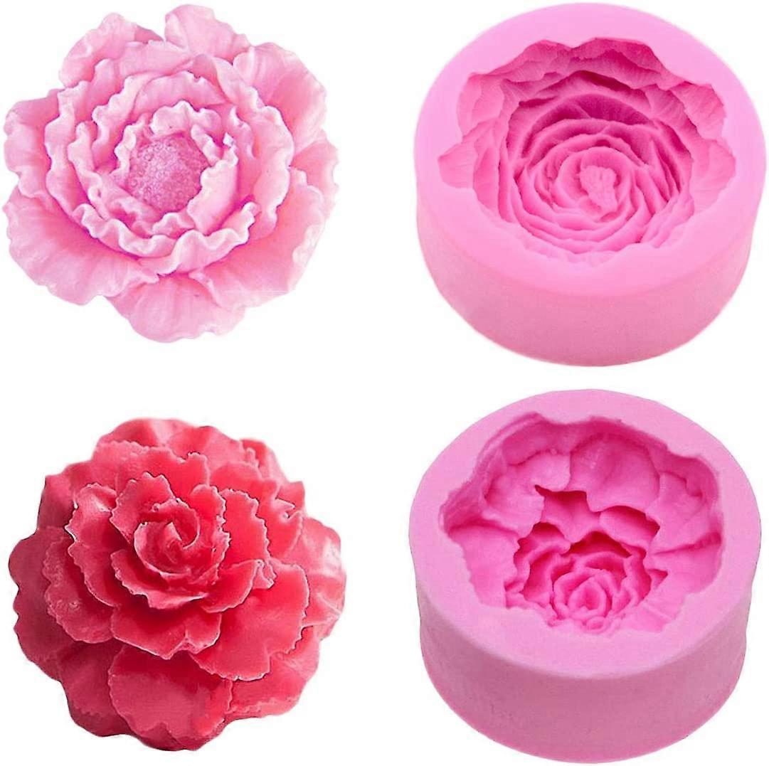 2 Pack 3D Silicone Carnation Peony Mold