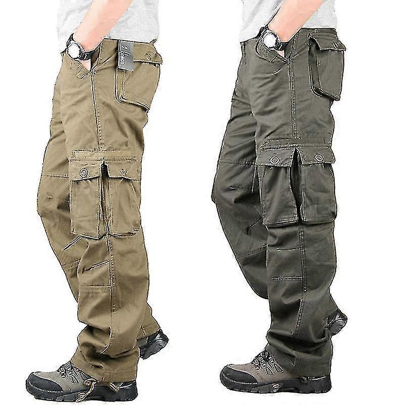 Heren Cargo Broek met Zakken Heren Multi Pocket Casual Broek Brede Been Street Pantalones Tipo Cargo para Hombre, Zwart, XL