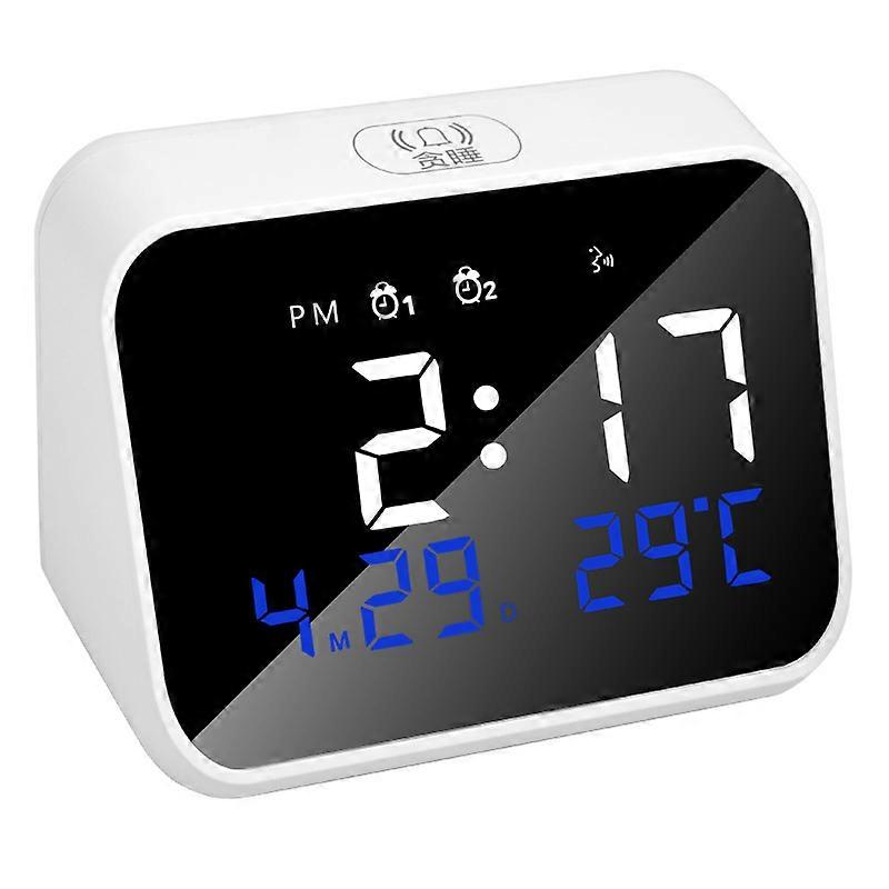 LED music electronic alarm clock multi-functional children's intelligent silent desk clock White