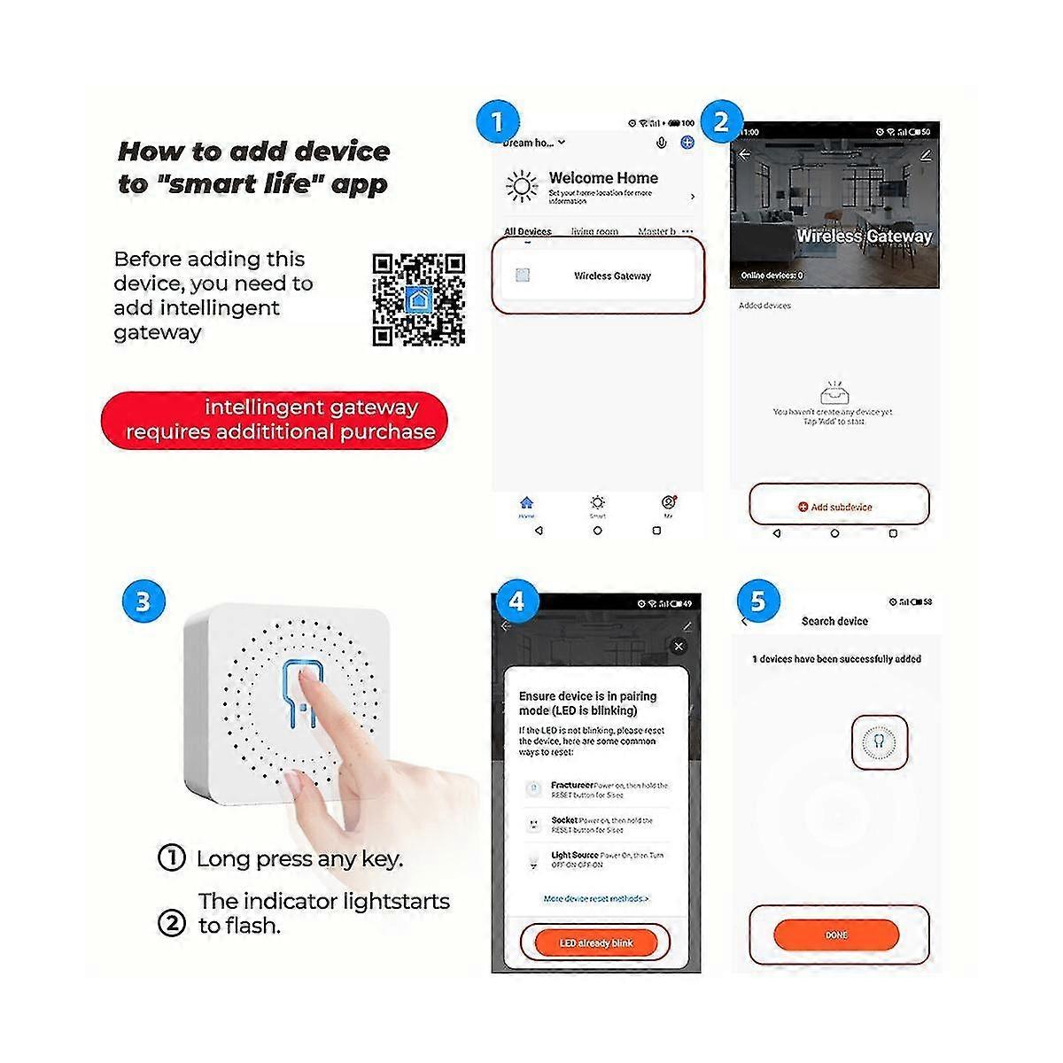 Mini Smart Switch Tuya Zigbee Smart Switch Hidden Breaker Supports Dual-Control Remote Control APP