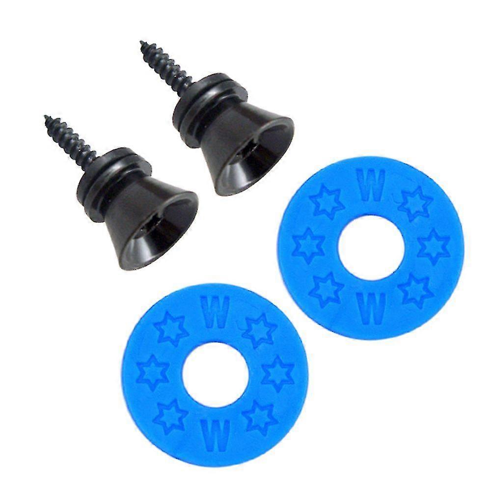 Peg Guitar Strap Lock + Non-slip Washer Shoulder Strap Black + Blue