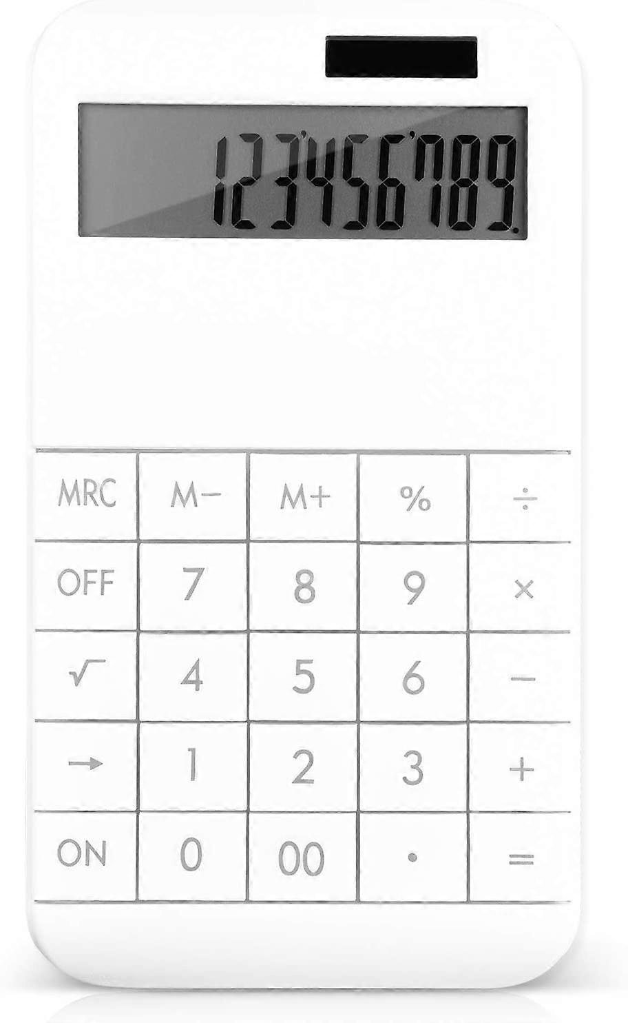 Desktop Calculator Standard Function,12 Digit LCD Large Screen and Big Key,Battery/Solar Powered - White