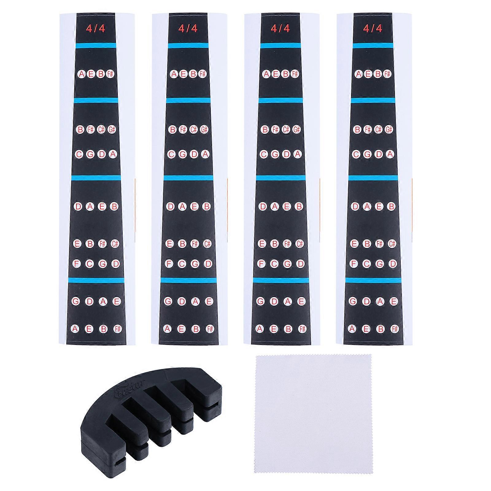 1 Set Violin Finger Guide Violin Fingerboard Sticker with Practice Mute Cloth