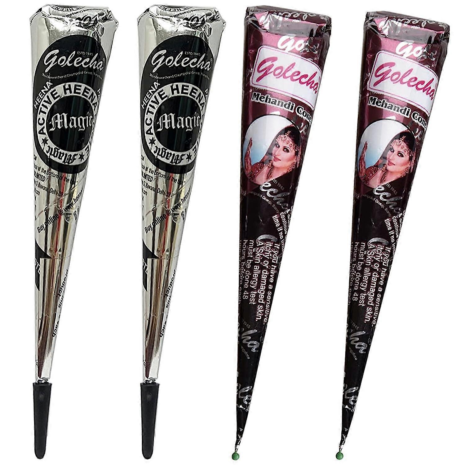 4kpl Henna väliaikainen tatuointisetti, luonnollinen musta ja ruskea Mehndi tarrat stensiileillä