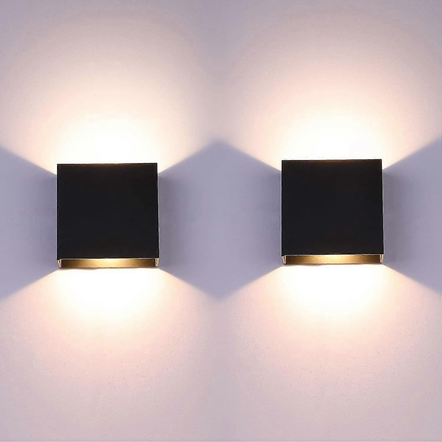 Confezione da 2 applique a LED per interni su e giù applique in alluminio nero 6W