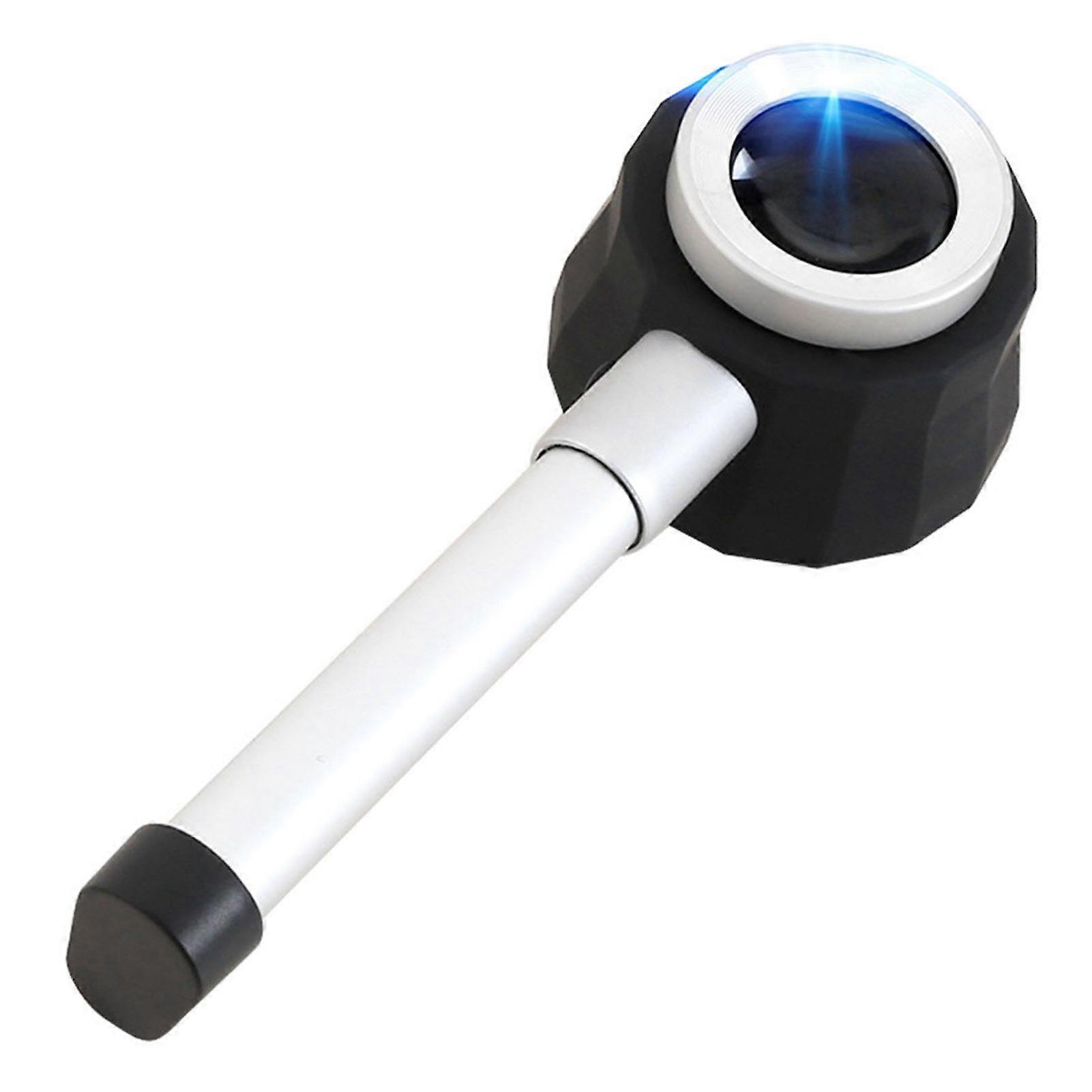 30 X Magnifier Spoon Shape Clear Magnification Acrylic Optical Lens Illuminated Hand-held Magnifying Glass for Inspection QinHai