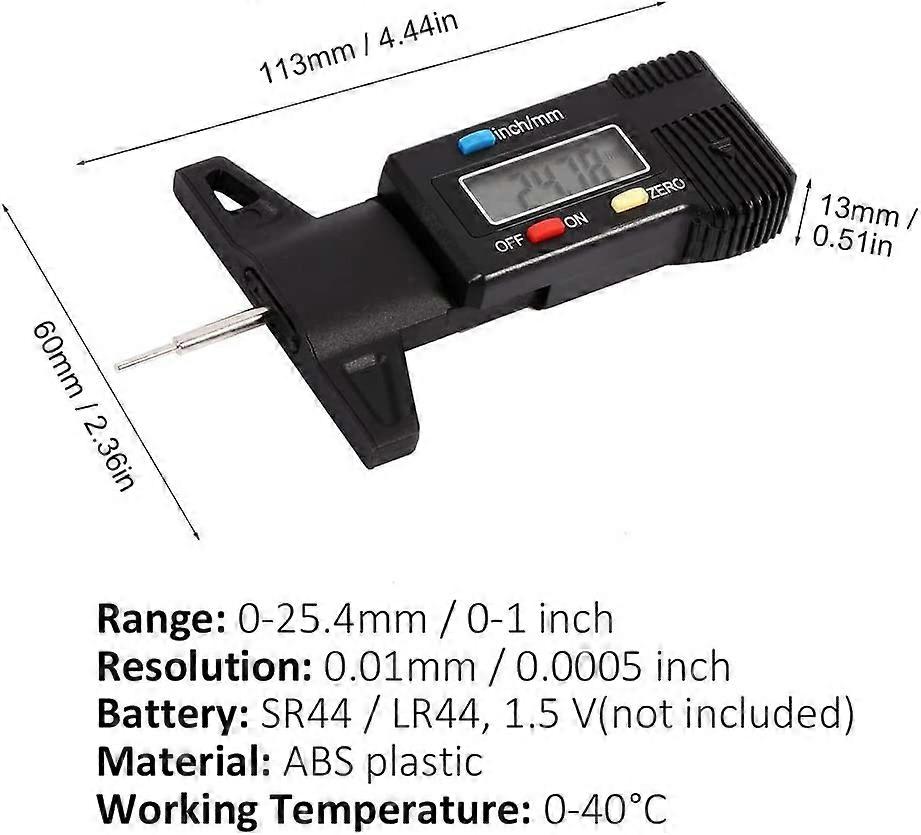 Digital Tire Thread Depth Gauge,0-25.4mm Meter Measurer Tread Checker ...