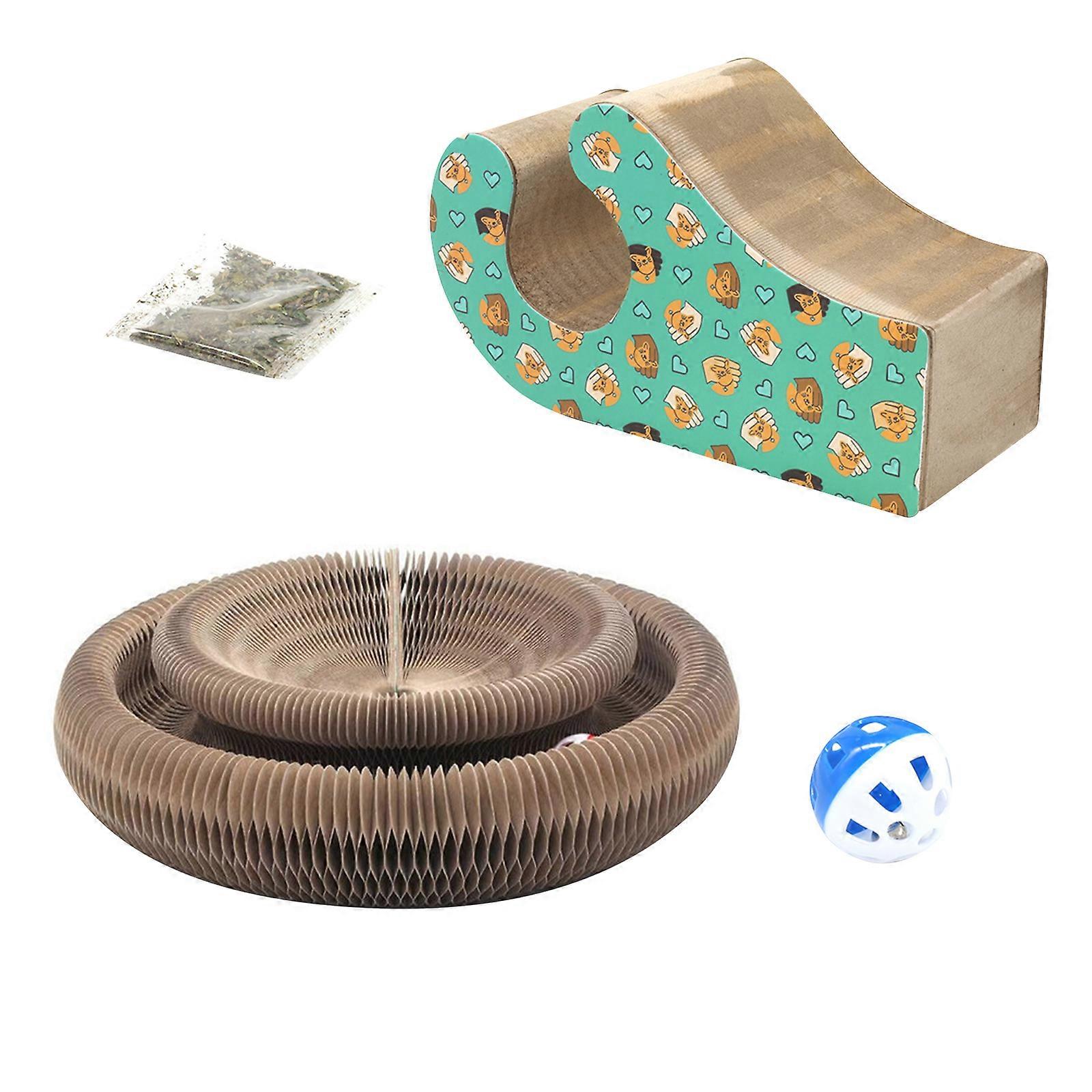 Cat Scratching Board, Cat Accordion Toy Cat Scratching Post Ball Track, Cat Scratcher Paw Accordion for Cats Interactive Kitten Fun Intelligence Physi