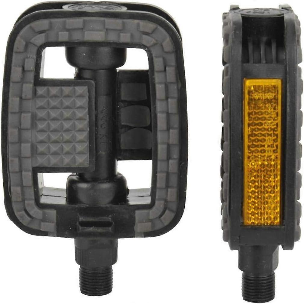 pedals with anti-slip and reflectors, suitable for all bicycle types, black