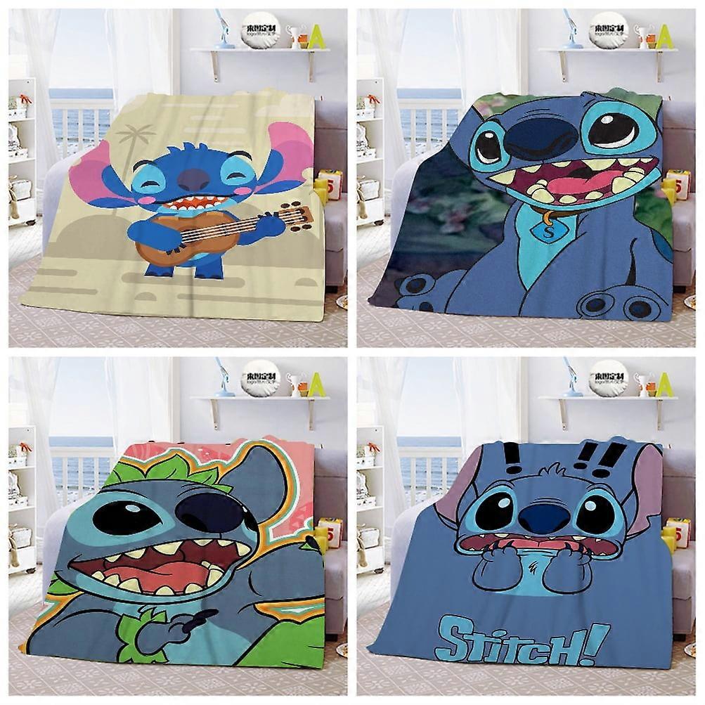 Lilo & Stitch Christmas Flannel Blanket For Bed Couch Living Room Sofa Chair 3D Printed Cartoon Plush Blanket Best Gifts Blanket For Kids Women Adults