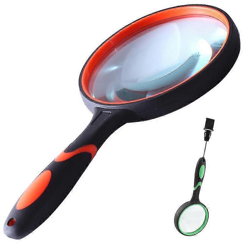 Large Magnifying Glass 10x Handheld Reading Magnifier For Seniors & Kids - 100mm 4inches Real Glass Magnifying Lens For Book Newspaper Reading, Insect