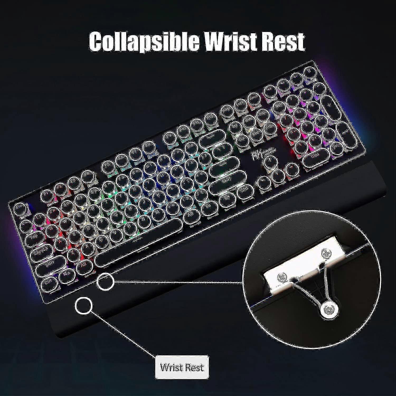 Clavier Gaming Mécanique Ltvystore Style Machine à écrire – Rétroéclairage RGB, 104 Touches, Switches Bleus