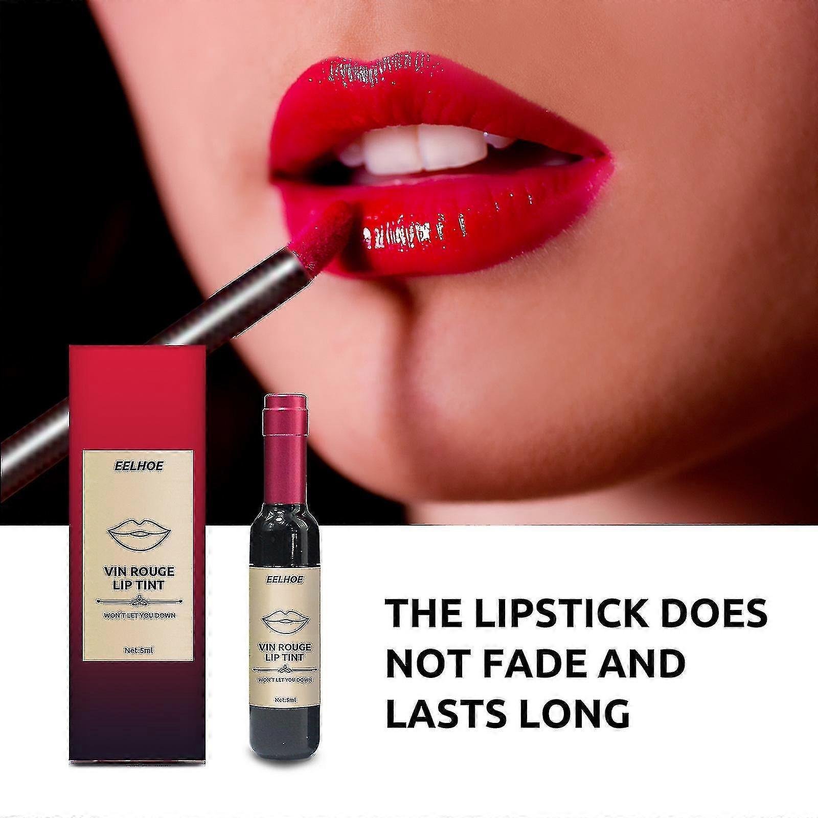 Red Wine Bottle Shape Lipstick, Waterproof and Non-fading, Nourishing and Non-stick Lip Glaze