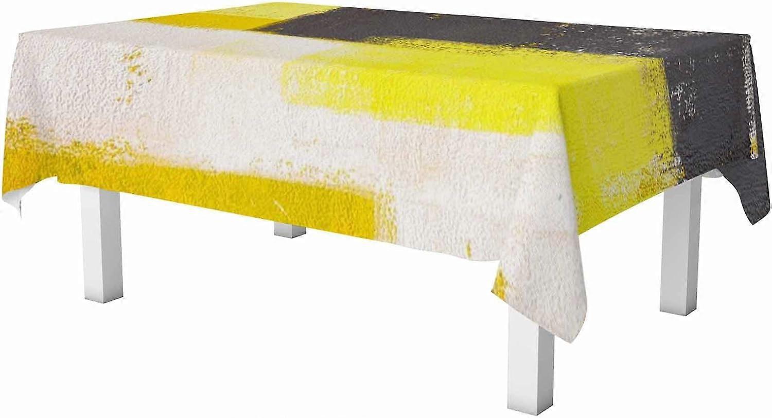 Farbe Rechteck Tischdecke Grau Weiß Gelb Abstrakt Kunst Mode Modernes Design Abwischbar Wasserdichte Tischdecken Tischdecke für Party Picknick Abendessen I