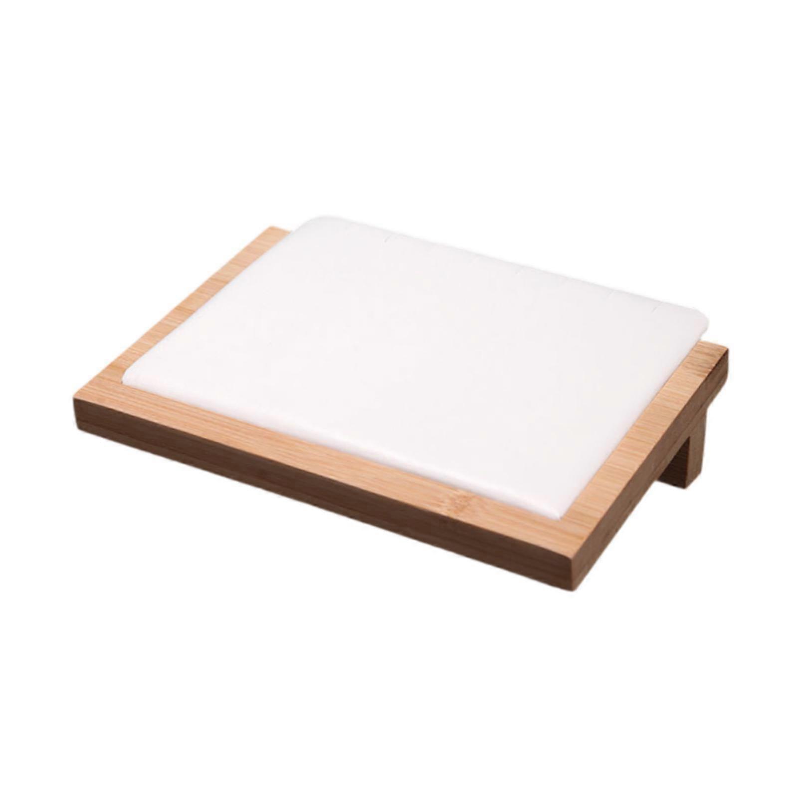 Bamboo Jewelry Display Tray Display Stand Crafts for Countertop Desktop Show Small White