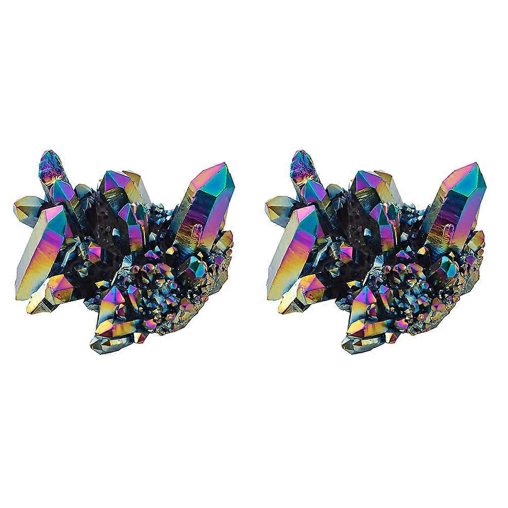 2pcs天然クリスタルクラスターホームハウスオーナメントDIY手作りクラフト素材