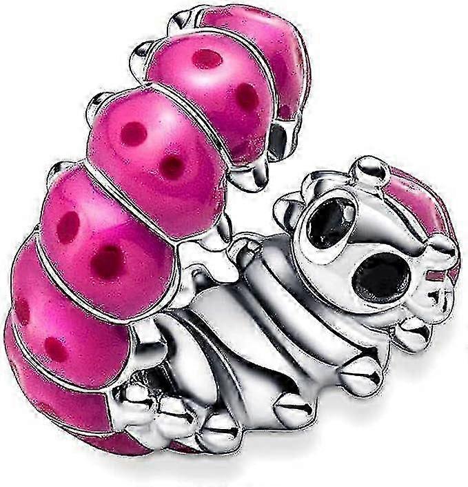 Sweet Curled Caterpillar Charm Pendant 925 Sterling Silver Charm Bead Pendan,Silver-In Stock