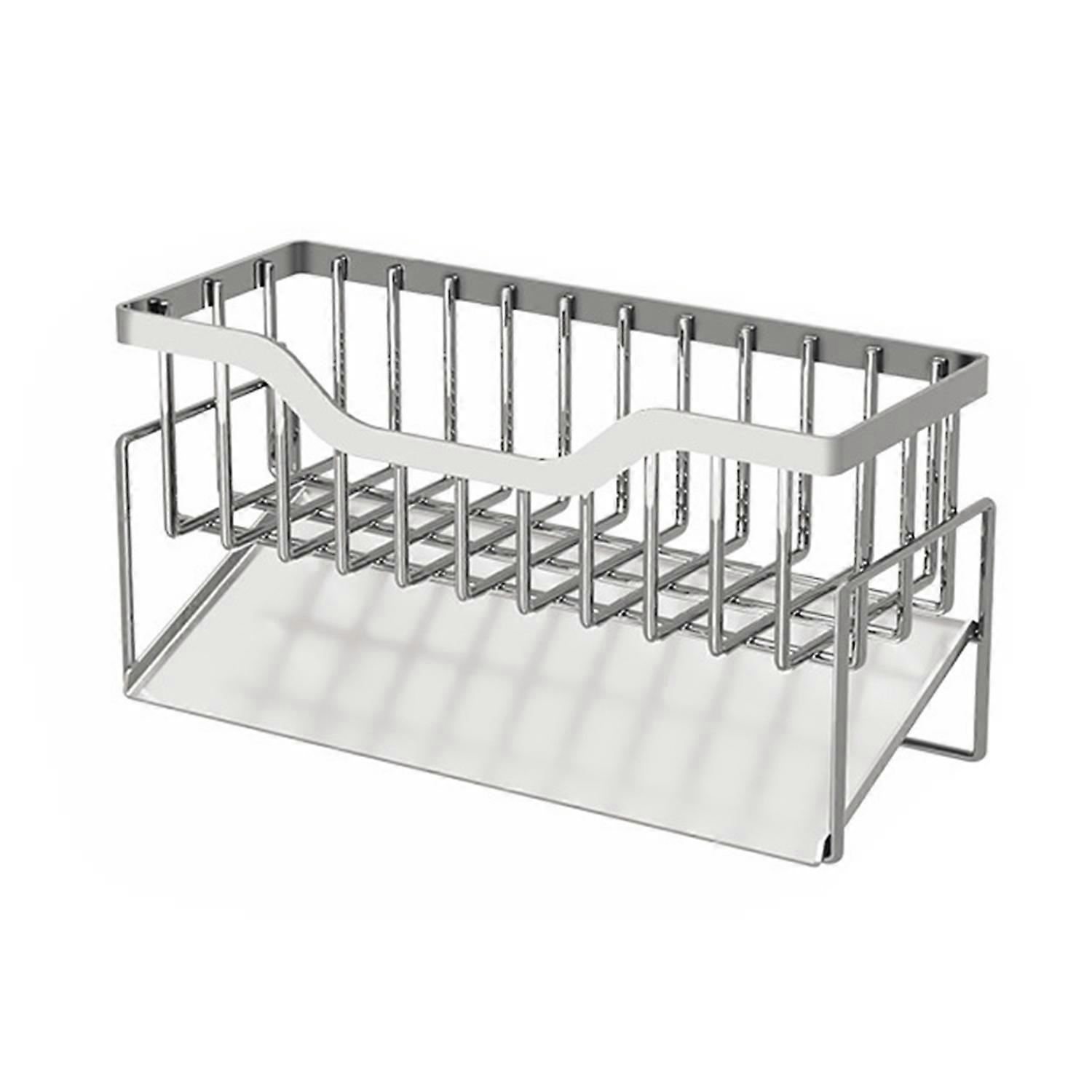 Sink Drain Shelf Oblique Shape Installation-free Hollow Design Stainless Steel Dishwashing Liquid