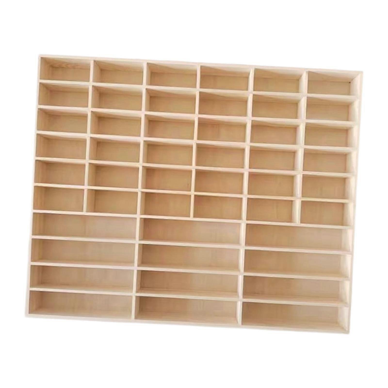 Car Display Shelf Wood Wall Mounted for Mini Dolls Collection Figure Figures 54 grid