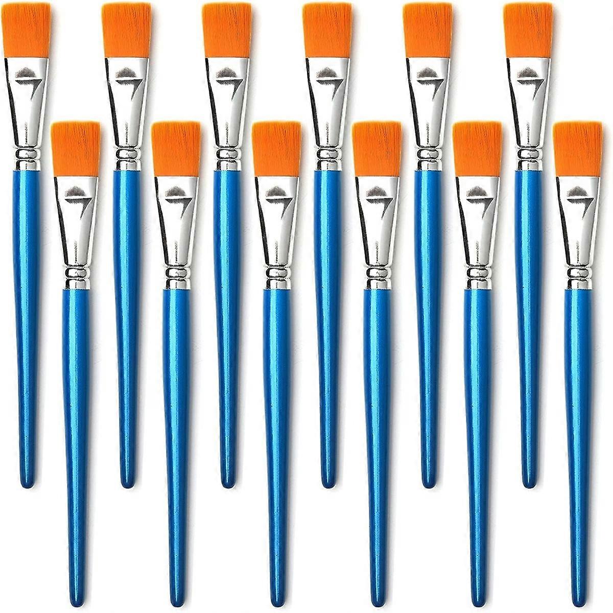 Flat Paint Brushes for Acrylic Painting,12Pcs Large Synthetic Paint Brushes Bulk with Wooden Handle for Acrylic,Crafts
