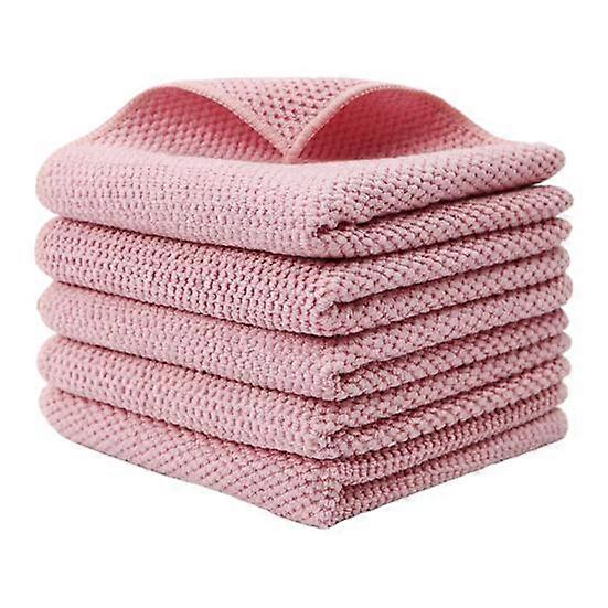 5 Pcs Kitchen Towels Solid Color Dish Towels with Lanyard Absorbent Hand Towels Cleaning Rags for Household Tasks