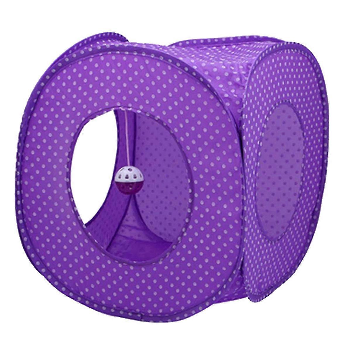 Cat Tunnel with Play Ball, Interactive Peek-a-Boo Cat Chute Cat Tube Toy, Camouflage 3 Way Tunnel for Indoor Cat-purple