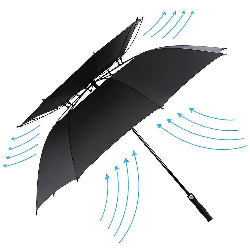 62 Inch Automatic Open Golf Umbrella Double Canopy Vented Windproof Extra Large Big Oversize