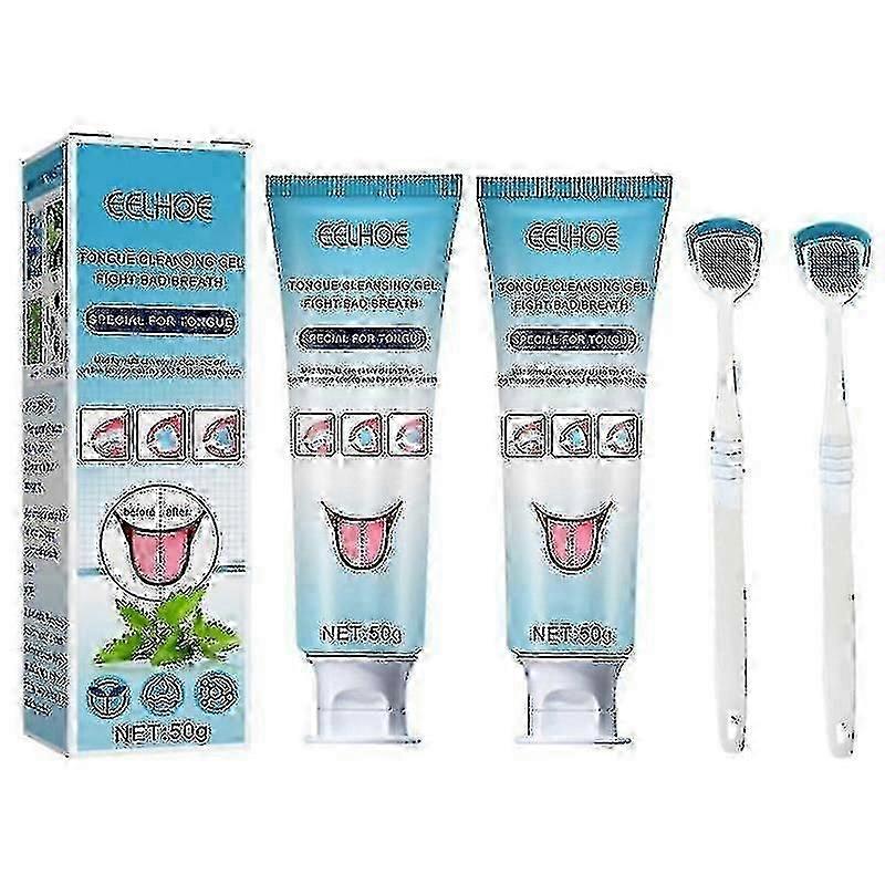 2pcs  Tongue Cleaners With Soft Brush Scraper Fight Bad Breath Mild For