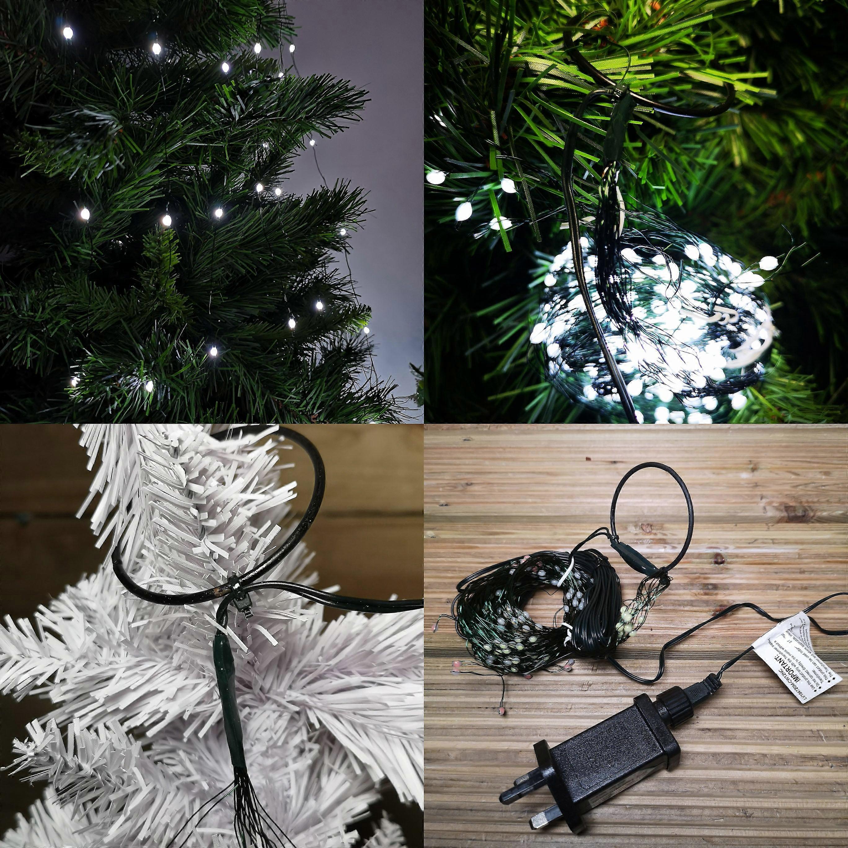 400 Led 16 X 2.4m Premier Multi Function Waterfall Christmas Tree Lights With Timer In Cool White