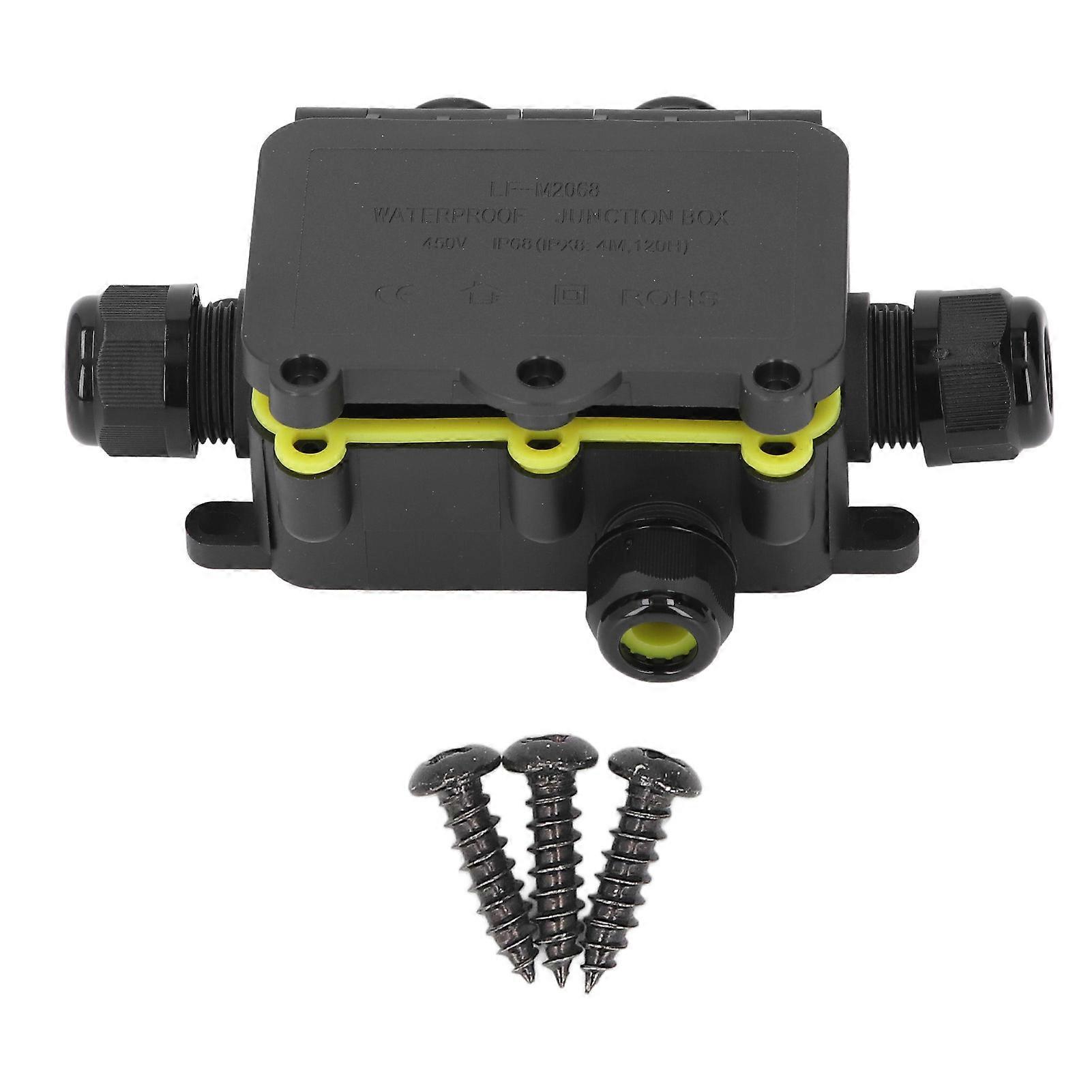 5 Way Junction Box for 9-12MM Diameter Cable, Plastic Casing IP68 External Junction Box Outdoor and Landscape Lighting 450V