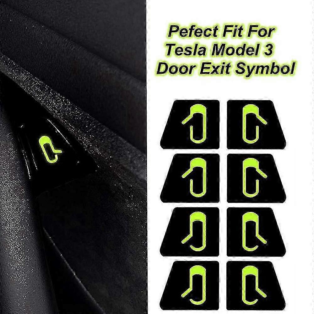 8pcs Luminous Car Door Button Stickers, Compatible with Model3