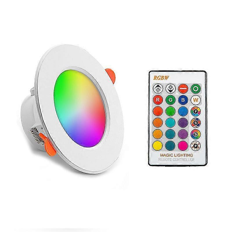 RGB+White Light Ceiling Lamp Round Recessed Dimmable Ceiling Light With Remote Controller IR Remote 10W 220V