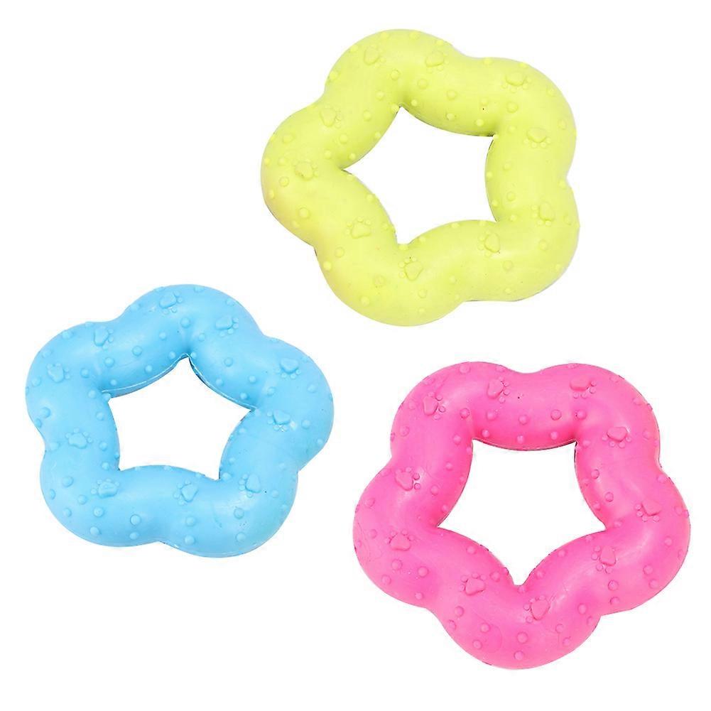 3Pcs Pet Rubber Toy Pentacle Shape Biting Chewing Playing Molar Teeth for Dog